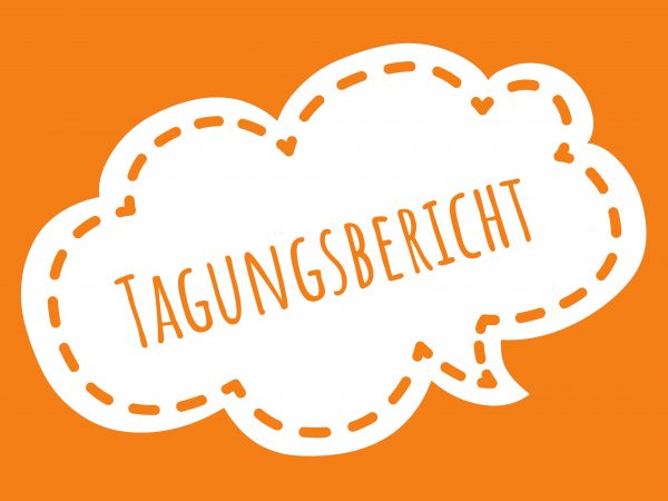 Dekobild: Darstellung einer Sprechblase in der Tagungsbericht zu lesen ist.